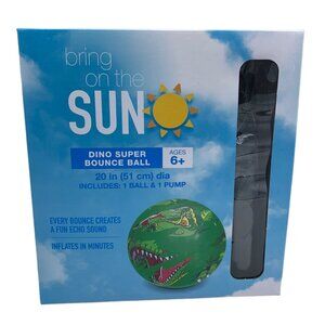 Bring on the Sun Dino Green Super Bounce Playground Ball 20" w/‎ Pump